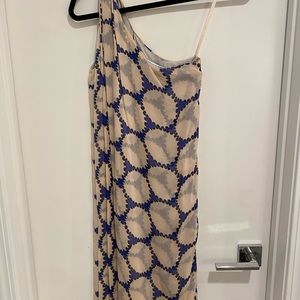 DVF silk Dress asymmetrical shoulder